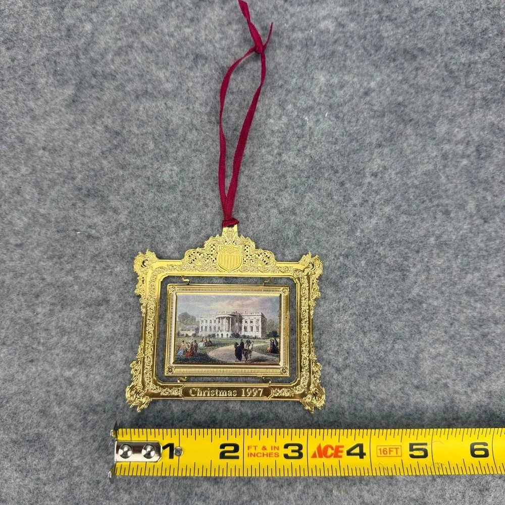 1997 White House Christmas Ornament President Franklin Pierce Gold Tone WHHA